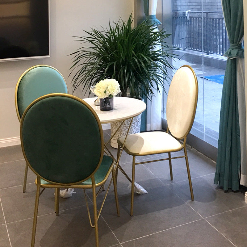 Glam Style Metal Side Chair Matte Finish Solid Back Dining Chair for Home Use Clearhalo ' kitchen&dining_furn' 'Dining Chairs' 'Dining Tables & Seating' 'dining_chair' 'furn' 'furn_dining_chair' 'Furniture' 'furniture_dining_chair' 'Kitchen & Dining Furniture' 'kitchen' 3575290