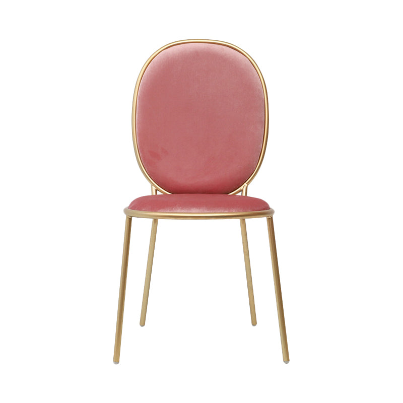 Glam Style Metal Side Chair Matte Finish Solid Back Dining Chair for Home Use Red 1 Piece Clearhalo ' kitchen&dining_furn' 'Dining Chairs' 'Dining Tables & Seating' 'dining_chair' 'furn' 'furn_dining_chair' 'Furniture' 'furniture_dining_chair' 'Kitchen & Dining Furniture' 'kitchen' 3575291