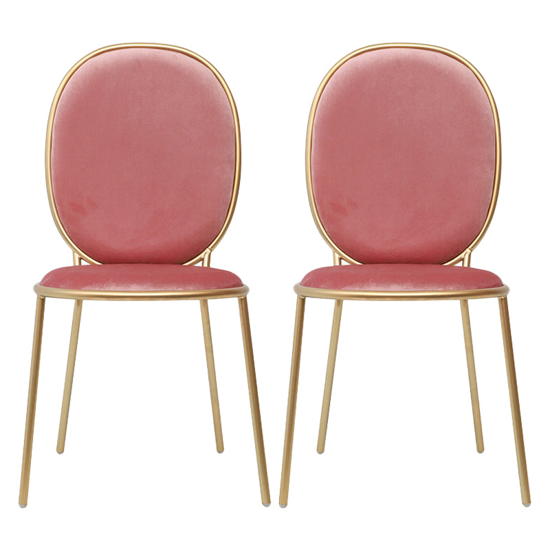 Glam Style Metal Side Chair Matte Finish Solid Back Dining Chair for Home Use Red 2 Piece Set Clearhalo ' kitchen&dining_furn' 'Dining Chairs' 'Dining Tables & Seating' 'dining_chair' 'furn' 'furn_dining_chair' 'Furniture' 'furniture_dining_chair' 'Kitchen & Dining Furniture' 'kitchen' 3575293