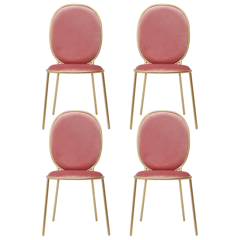 Glam Style Metal Side Chair Matte Finish Solid Back Dining Chair for Home Use Red 4 Piece Set Clearhalo ' kitchen&dining_furn' 'Dining Chairs' 'Dining Tables & Seating' 'dining_chair' 'furn' 'furn_dining_chair' 'Furniture' 'furniture_dining_chair' 'Kitchen & Dining Furniture' 'kitchen' 3575295