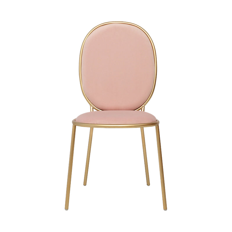 Glam Style Metal Side Chair Matte Finish Solid Back Dining Chair for Home Use Pink 1 Piece Clearhalo ' kitchen&dining_furn' 'Dining Chairs' 'Dining Tables & Seating' 'dining_chair' 'furn' 'furn_dining_chair' 'Furniture' 'furniture_dining_chair' 'Kitchen & Dining Furniture' 'kitchen' 3575297