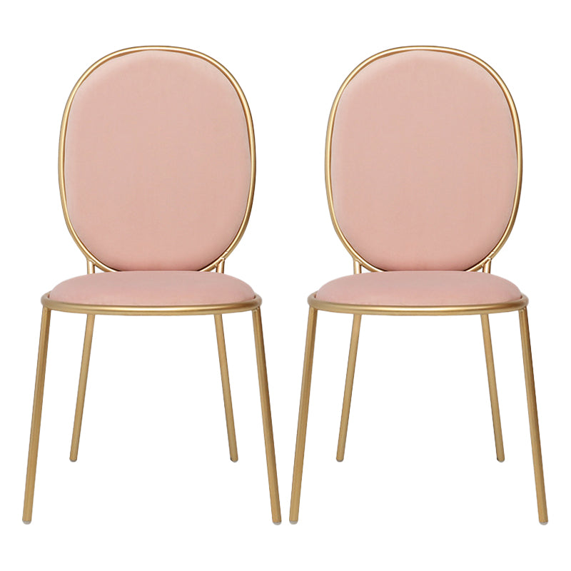 Glam Style Metal Side Chair Matte Finish Solid Back Dining Chair for Home Use Pink 2 Piece Set Clearhalo ' kitchen&dining_furn' 'Dining Chairs' 'Dining Tables & Seating' 'dining_chair' 'furn' 'furn_dining_chair' 'Furniture' 'furniture_dining_chair' 'Kitchen & Dining Furniture' 'kitchen' 3575298