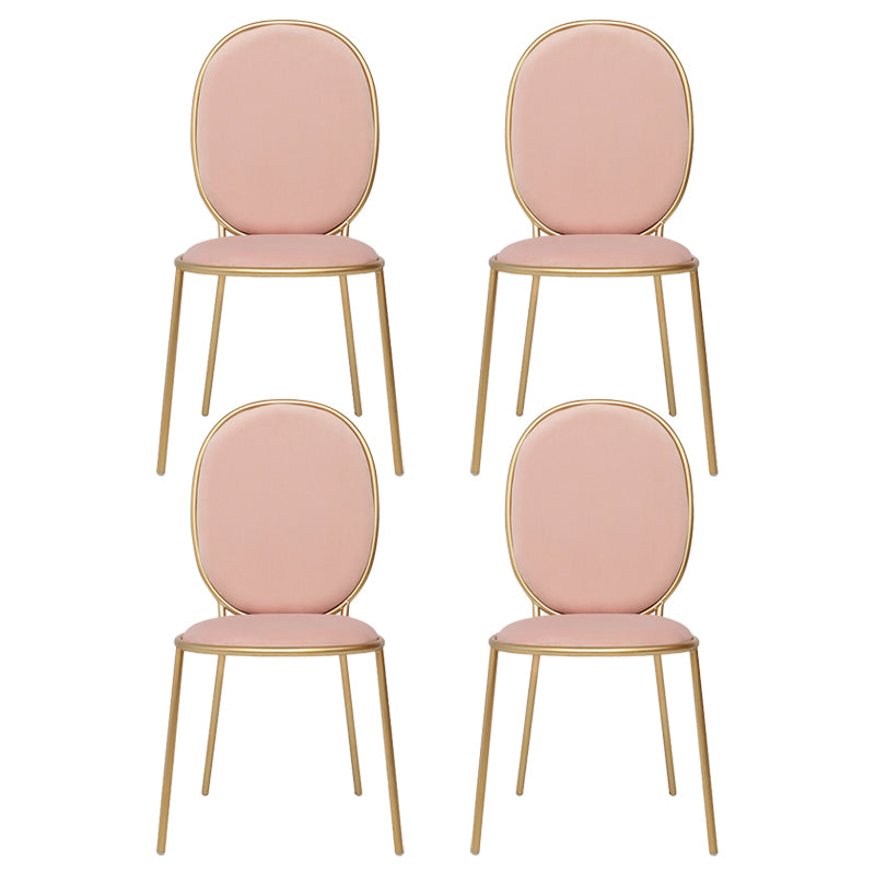 Glam Style Metal Side Chair Matte Finish Solid Back Dining Chair for Home Use Pink 4 Piece Set Clearhalo ' kitchen&dining_furn' 'Dining Chairs' 'Dining Tables & Seating' 'dining_chair' 'furn' 'furn_dining_chair' 'Furniture' 'furniture_dining_chair' 'Kitchen & Dining Furniture' 'kitchen' 3575300