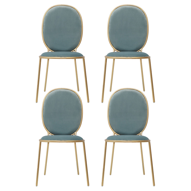 Glam Style Metal Side Chair Matte Finish Solid Back Dining Chair for Home Use Lake Blue 4 Piece Set Clearhalo ' kitchen&dining_furn' 'Dining Chairs' 'Dining Tables & Seating' 'dining_chair' 'furn' 'furn_dining_chair' 'Furniture' 'furniture_dining_chair' 'Kitchen & Dining Furniture' 'kitchen' 3575306