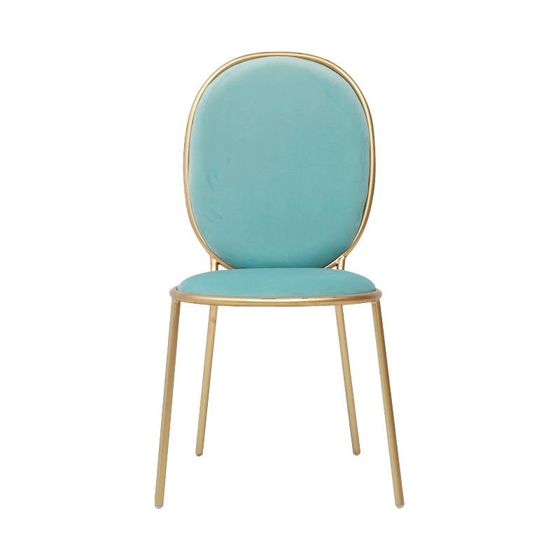 Glam Style Metal Side Chair Matte Finish Solid Back Dining Chair for Home Use Peacock Blue 1 Piece Clearhalo ' kitchen&dining_furn' 'Dining Chairs' 'Dining Tables & Seating' 'dining_chair' 'furn' 'furn_dining_chair' 'Furniture' 'furniture_dining_chair' 'Kitchen & Dining Furniture' 'kitchen' 3575307