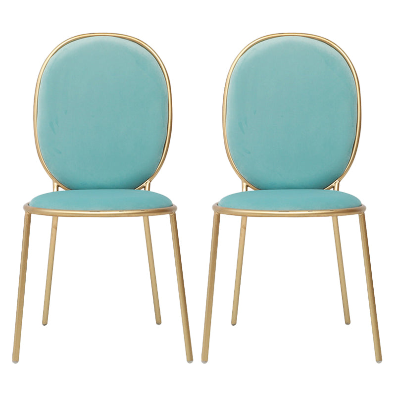 Glam Style Metal Side Chair Matte Finish Solid Back Dining Chair for Home Use Peacock Blue 2 Piece Set Clearhalo ' kitchen&dining_furn' 'Dining Chairs' 'Dining Tables & Seating' 'dining_chair' 'furn' 'furn_dining_chair' 'Furniture' 'furniture_dining_chair' 'Kitchen & Dining Furniture' 'kitchen' 3575308