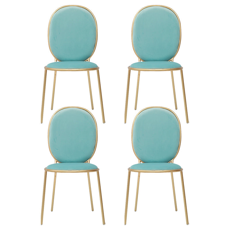 Glam Style Metal Side Chair Matte Finish Solid Back Dining Chair for Home Use Peacock Blue 4 Piece Set Clearhalo ' kitchen&dining_furn' 'Dining Chairs' 'Dining Tables & Seating' 'dining_chair' 'furn' 'furn_dining_chair' 'Furniture' 'furniture_dining_chair' 'Kitchen & Dining Furniture' 'kitchen' 3575309