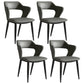 Modern Leather Dining Arm Chair Upholstered Open Back Armchair with Metal Legs Dark Gray 4 Piece Set Clearhalo ' kitchen&dining_furn' 'Dining Chairs' 'Dining Tables & Seating' 'dining_chair' 'furn' 'furn_dining_chair' 'Furniture' 'furniture_dining_chair' 'Kitchen & Dining Furniture' 'kitchen' 3575316