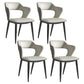 Modern Leather Dining Arm Chair Upholstered Open Back Armchair with Metal Legs Light Gray 4 Piece Set Clearhalo ' kitchen&dining_furn' 'Dining Chairs' 'Dining Tables & Seating' 'dining_chair' 'furn' 'furn_dining_chair' 'Furniture' 'furniture_dining_chair' 'Kitchen & Dining Furniture' 'kitchen' 3575321