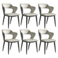 Modern Leather Dining Arm Chair Upholstered Open Back Armchair with Metal Legs Light Gray 6 Piece Set Clearhalo ' kitchen&dining_furn' 'Dining Chairs' 'Dining Tables & Seating' 'dining_chair' 'furn' 'furn_dining_chair' 'Furniture' 'furniture_dining_chair' 'Kitchen & Dining Furniture' 'kitchen' 3575324