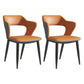 Modern Leather Dining Arm Chair Upholstered Open Back Armchair with Metal Legs Orange 2 Piece Set Clearhalo ' kitchen&dining_furn' 'Dining Chairs' 'Dining Tables & Seating' 'dining_chair' 'furn' 'furn_dining_chair' 'Furniture' 'furniture_dining_chair' 'Kitchen & Dining Furniture' 'kitchen' 3575326