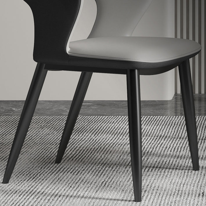 Modern Leather Dining Arm Chair Upholstered Open Back Armchair with Metal Legs Clearhalo ' kitchen&dining_furn' 'Dining Chairs' 'Dining Tables & Seating' 'dining_chair' 'furn' 'furn_dining_chair' 'Furniture' 'furniture_dining_chair' 'Kitchen & Dining Furniture' 'kitchen' 3575328