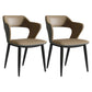Modern Leather Dining Arm Chair Upholstered Open Back Armchair with Metal Legs Khaki 2 Piece Set Clearhalo ' kitchen&dining_furn' 'Dining Chairs' 'Dining Tables & Seating' 'dining_chair' 'furn' 'furn_dining_chair' 'Furniture' 'furniture_dining_chair' 'Kitchen & Dining Furniture' 'kitchen' 3575331