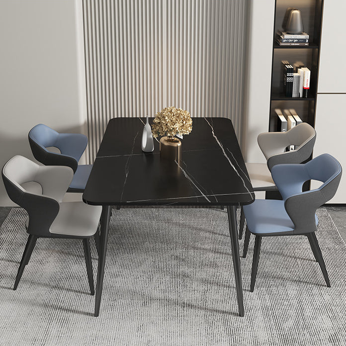 Modern Leather Dining Arm Chair Upholstered Open Back Armchair with Metal Legs Clearhalo ' kitchen&dining_furn' 'Dining Chairs' 'Dining Tables & Seating' 'dining_chair' 'furn' 'furn_dining_chair' 'Furniture' 'furniture_dining_chair' 'Kitchen & Dining Furniture' 'kitchen' 3575334