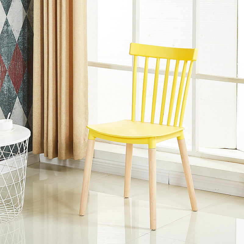 Glam Style Wooden Side Chair Matte Finish Windsor Back Dining Chair for Coffee Shop Yellow 1 Piece Clearhalo ' kitchen&dining_furn' 'Dining Chairs' 'Dining Tables & Seating' 'dining_chair' 'furn' 'furn_dining_chair' 'Furniture' 'furniture_dining_chair' 'Kitchen & Dining Furniture' 'kitchen' 3575361