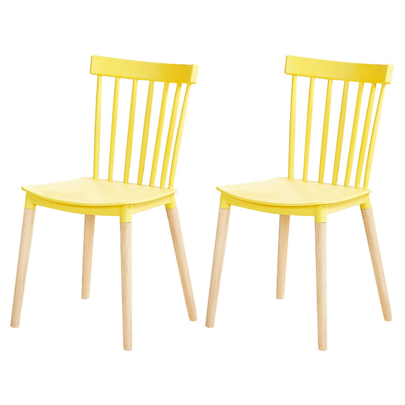 Glam Style Wooden Side Chair Matte Finish Windsor Back Dining Chair for Coffee Shop Yellow 2 Piece Set Clearhalo ' kitchen&dining_furn' 'Dining Chairs' 'Dining Tables & Seating' 'dining_chair' 'furn' 'furn_dining_chair' 'Furniture' 'furniture_dining_chair' 'Kitchen & Dining Furniture' 'kitchen' 3575363