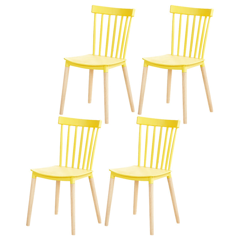 Glam Style Wooden Side Chair Matte Finish Windsor Back Dining Chair for Coffee Shop Yellow 4 Piece Set Clearhalo ' kitchen&dining_furn' 'Dining Chairs' 'Dining Tables & Seating' 'dining_chair' 'furn' 'furn_dining_chair' 'Furniture' 'furniture_dining_chair' 'Kitchen & Dining Furniture' 'kitchen' 3575364