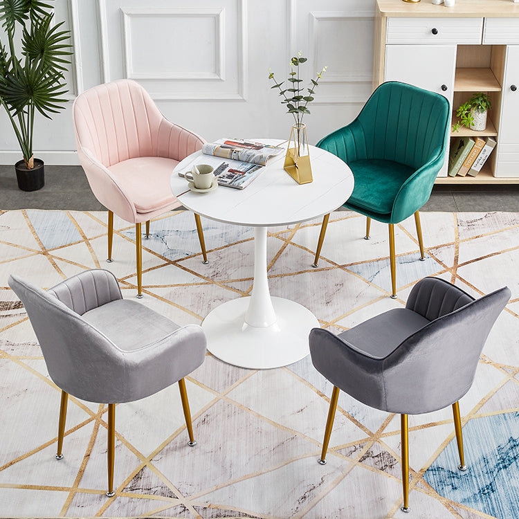 Scandinavian Dining Arm Chair Solid Back Side Chair with Metal Legs for Home Use Clearhalo ' kitchen&dining_furn' 'Dining Chairs' 'Dining Tables & Seating' 'dining_chair' 'furn' 'furn_dining_chair' 'Furniture' 'furniture_dining_chair' 'Kitchen & Dining Furniture' 'kitchen' 3575377