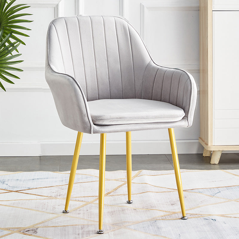 Scandinavian Dining Arm Chair Solid Back Side Chair with Metal Legs for Home Use Grey 1 Piece Brass Gold Clearhalo ' kitchen&dining_furn' 'Dining Chairs' 'Dining Tables & Seating' 'dining_chair' 'furn' 'furn_dining_chair' 'Furniture' 'furniture_dining_chair' 'Kitchen & Dining Furniture' 'kitchen' 3575381