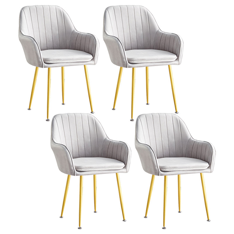 Scandinavian Dining Arm Chair Solid Back Side Chair with Metal Legs for Home Use Grey 4 Piece Set Brass Gold Clearhalo ' kitchen&dining_furn' 'Dining Chairs' 'Dining Tables & Seating' 'dining_chair' 'furn' 'furn_dining_chair' 'Furniture' 'furniture_dining_chair' 'Kitchen & Dining Furniture' 'kitchen' 3575384