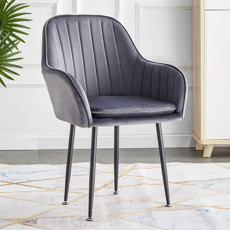 Scandinavian Dining Arm Chair Solid Back Side Chair with Metal Legs for Home Use Dark Gray 1 Piece Black Clearhalo ' kitchen&dining_furn' 'Dining Chairs' 'Dining Tables & Seating' 'dining_chair' 'furn' 'furn_dining_chair' 'Furniture' 'furniture_dining_chair' 'Kitchen & Dining Furniture' 'kitchen' 3575386