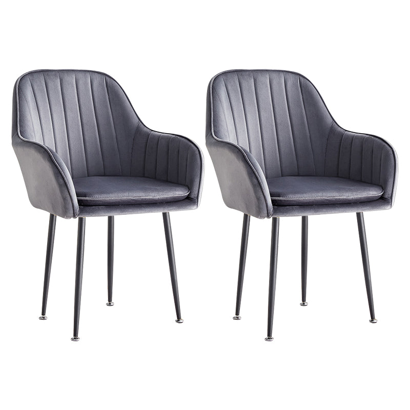Scandinavian Dining Arm Chair Solid Back Side Chair with Metal Legs for Home Use Dark Gray 2 Piece Set Black Clearhalo ' kitchen&dining_furn' 'Dining Chairs' 'Dining Tables & Seating' 'dining_chair' 'furn' 'furn_dining_chair' 'Furniture' 'furniture_dining_chair' 'Kitchen & Dining Furniture' 'kitchen' 3575389