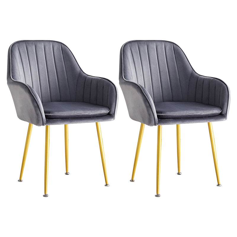 Scandinavian Dining Arm Chair Solid Back Side Chair with Metal Legs for Home Use Dark Gray 2 Piece Set Brass Gold Clearhalo ' kitchen&dining_furn' 'Dining Chairs' 'Dining Tables & Seating' 'dining_chair' 'furn' 'furn_dining_chair' 'Furniture' 'furniture_dining_chair' 'Kitchen & Dining Furniture' 'kitchen' 3575394