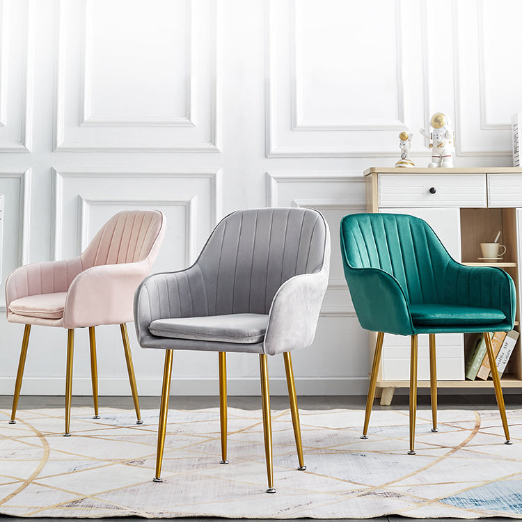 Scandinavian Dining Arm Chair Solid Back Side Chair with Metal Legs for Home Use Clearhalo ' kitchen&dining_furn' 'Dining Chairs' 'Dining Tables & Seating' 'dining_chair' 'furn' 'furn_dining_chair' 'Furniture' 'furniture_dining_chair' 'Kitchen & Dining Furniture' 'kitchen' 3575395