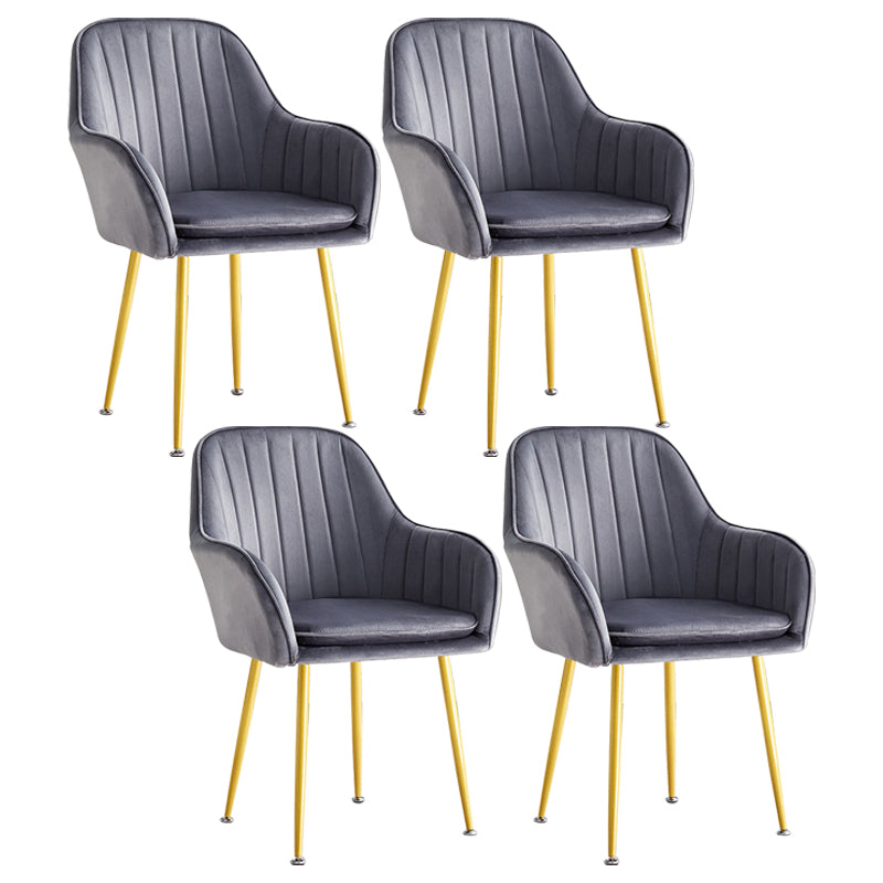 Scandinavian Dining Arm Chair Solid Back Side Chair with Metal Legs for Home Use Dark Gray 4 Piece Set Brass Gold Clearhalo ' kitchen&dining_furn' 'Dining Chairs' 'Dining Tables & Seating' 'dining_chair' 'furn' 'furn_dining_chair' 'Furniture' 'furniture_dining_chair' 'Kitchen & Dining Furniture' 'kitchen' 3575396