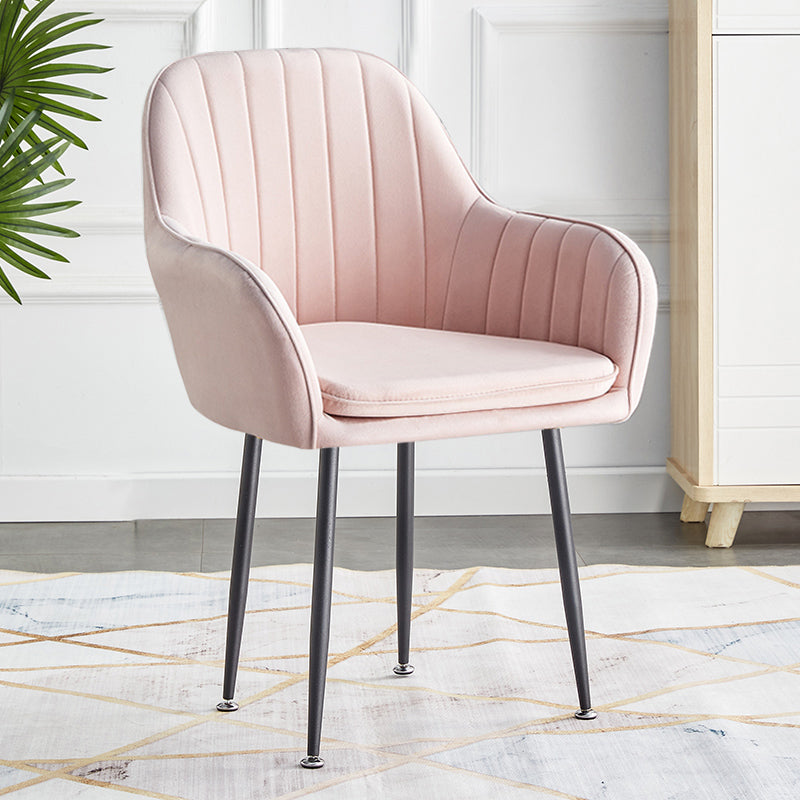 Scandinavian Dining Arm Chair Solid Back Side Chair with Metal Legs for Home Use Pink 1 Piece Black Clearhalo ' kitchen&dining_furn' 'Dining Chairs' 'Dining Tables & Seating' 'dining_chair' 'furn' 'furn_dining_chair' 'Furniture' 'furniture_dining_chair' 'Kitchen & Dining Furniture' 'kitchen' 3575398