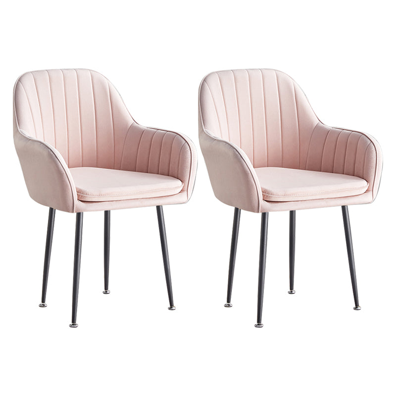 Scandinavian Dining Arm Chair Solid Back Side Chair with Metal Legs for Home Use Pink 2 Piece Set Black Clearhalo ' kitchen&dining_furn' 'Dining Chairs' 'Dining Tables & Seating' 'dining_chair' 'furn' 'furn_dining_chair' 'Furniture' 'furniture_dining_chair' 'Kitchen & Dining Furniture' 'kitchen' 3575399