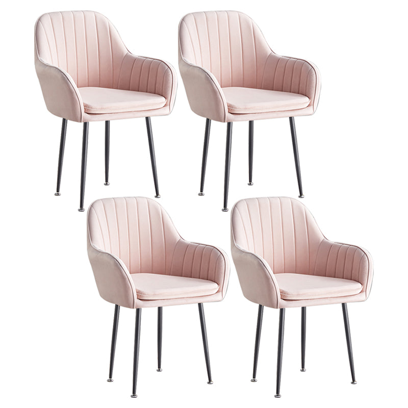 Scandinavian Dining Arm Chair Solid Back Side Chair with Metal Legs for Home Use Pink 4 Piece Set Black Clearhalo ' kitchen&dining_furn' 'Dining Chairs' 'Dining Tables & Seating' 'dining_chair' 'furn' 'furn_dining_chair' 'Furniture' 'furniture_dining_chair' 'Kitchen & Dining Furniture' 'kitchen' 3575400