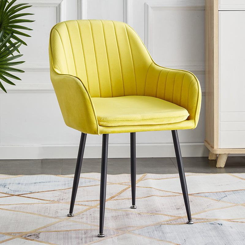 Scandinavian Dining Arm Chair Solid Back Side Chair with Metal Legs for Home Use Yellow 1 Piece Black Clearhalo ' kitchen&dining_furn' 'Dining Chairs' 'Dining Tables & Seating' 'dining_chair' 'furn' 'furn_dining_chair' 'Furniture' 'furniture_dining_chair' 'Kitchen & Dining Furniture' 'kitchen' 3575404