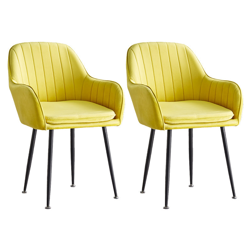 Scandinavian Dining Arm Chair Solid Back Side Chair with Metal Legs for Home Use Yellow 2 Piece Set Black Clearhalo ' kitchen&dining_furn' 'Dining Chairs' 'Dining Tables & Seating' 'dining_chair' 'furn' 'furn_dining_chair' 'Furniture' 'furniture_dining_chair' 'Kitchen & Dining Furniture' 'kitchen' 3575405
