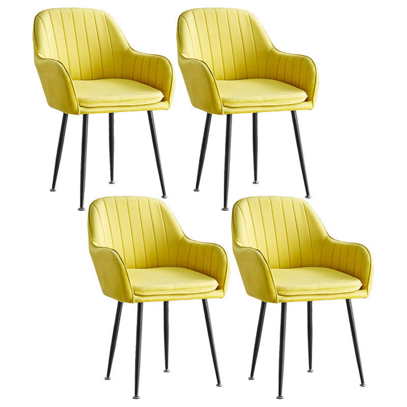 Scandinavian Dining Arm Chair Solid Back Side Chair with Metal Legs for Home Use Yellow 4 Piece Set Black Clearhalo ' kitchen&dining_furn' 'Dining Chairs' 'Dining Tables & Seating' 'dining_chair' 'furn' 'furn_dining_chair' 'Furniture' 'furniture_dining_chair' 'Kitchen & Dining Furniture' 'kitchen' 3575406
