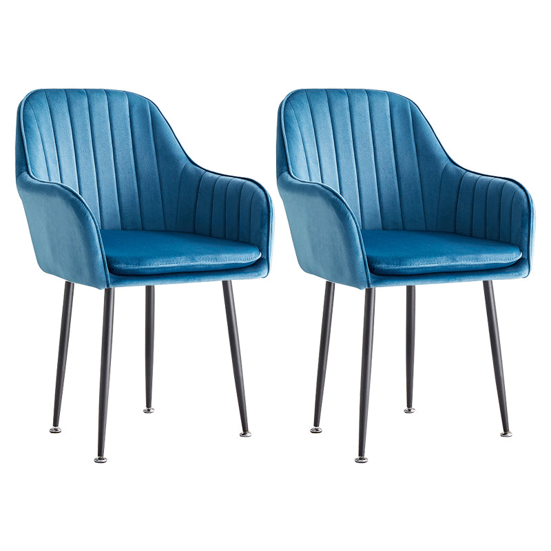 Scandinavian Dining Arm Chair Solid Back Side Chair with Metal Legs for Home Use Blue 2 Piece Set Black Clearhalo ' kitchen&dining_furn' 'Dining Chairs' 'Dining Tables & Seating' 'dining_chair' 'furn' 'furn_dining_chair' 'Furniture' 'furniture_dining_chair' 'Kitchen & Dining Furniture' 'kitchen' 3575411