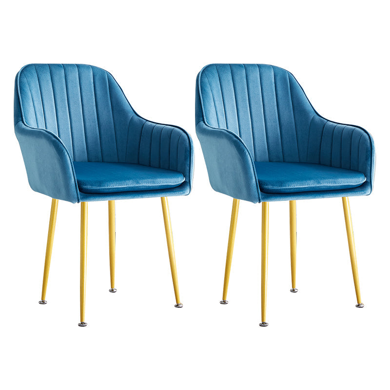 Scandinavian Dining Arm Chair Solid Back Side Chair with Metal Legs for Home Use Blue 2 Piece Set Brass Gold Clearhalo ' kitchen&dining_furn' 'Dining Chairs' 'Dining Tables & Seating' 'dining_chair' 'furn' 'furn_dining_chair' 'Furniture' 'furniture_dining_chair' 'Kitchen & Dining Furniture' 'kitchen' 3575414