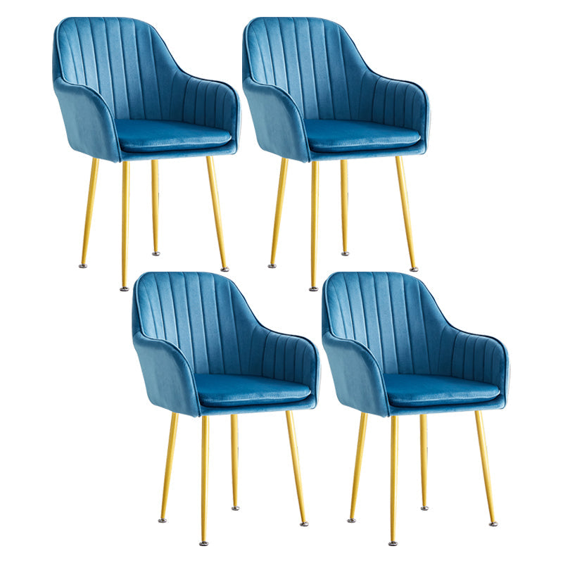 Scandinavian Dining Arm Chair Solid Back Side Chair with Metal Legs for Home Use Blue 4 Piece Set Brass Gold Clearhalo ' kitchen&dining_furn' 'Dining Chairs' 'Dining Tables & Seating' 'dining_chair' 'furn' 'furn_dining_chair' 'Furniture' 'furniture_dining_chair' 'Kitchen & Dining Furniture' 'kitchen' 3575415