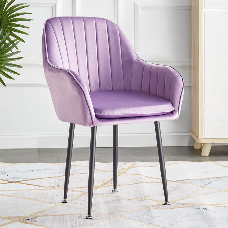 Scandinavian Dining Arm Chair Solid Back Side Chair with Metal Legs for Home Use Purple 1 Piece Black Clearhalo ' kitchen&dining_furn' 'Dining Chairs' 'Dining Tables & Seating' 'dining_chair' 'furn' 'furn_dining_chair' 'Furniture' 'furniture_dining_chair' 'Kitchen & Dining Furniture' 'kitchen' 3575416