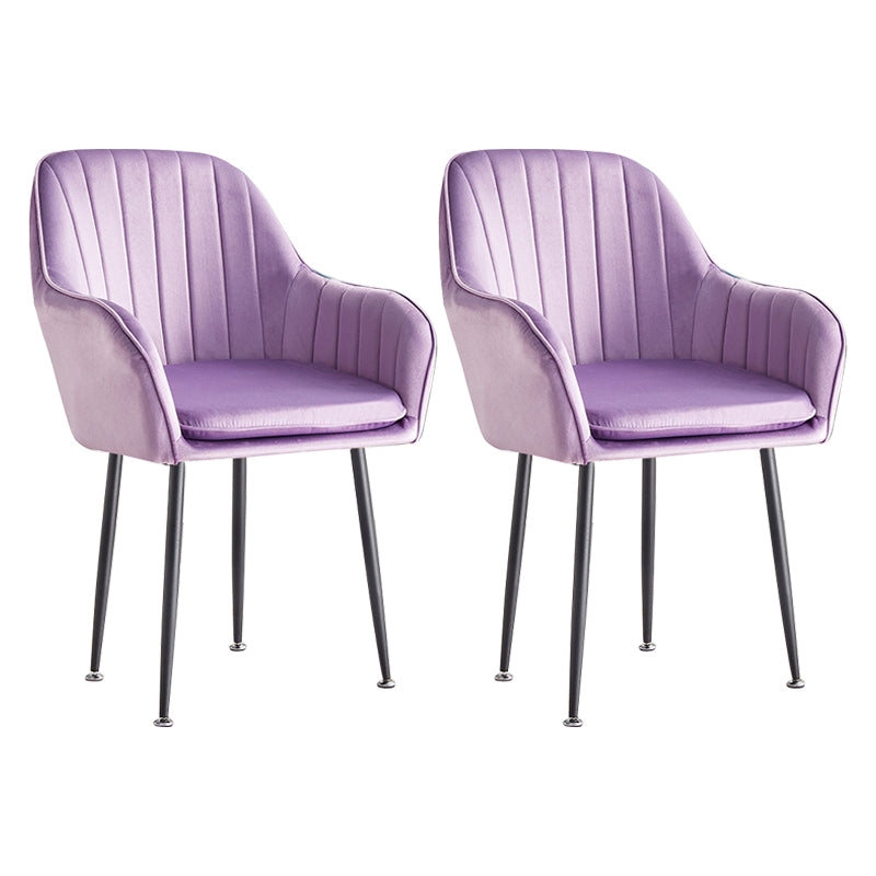 Scandinavian Dining Arm Chair Solid Back Side Chair with Metal Legs for Home Use Purple 2 Piece Set Black Clearhalo ' kitchen&dining_furn' 'Dining Chairs' 'Dining Tables & Seating' 'dining_chair' 'furn' 'furn_dining_chair' 'Furniture' 'furniture_dining_chair' 'Kitchen & Dining Furniture' 'kitchen' 3575417