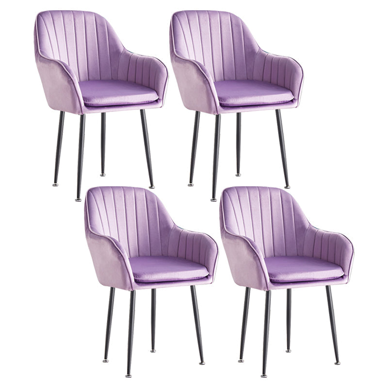 Scandinavian Dining Arm Chair Solid Back Side Chair with Metal Legs for Home Use Purple 4 Piece Set Black Clearhalo ' kitchen&dining_furn' 'Dining Chairs' 'Dining Tables & Seating' 'dining_chair' 'furn' 'furn_dining_chair' 'Furniture' 'furniture_dining_chair' 'Kitchen & Dining Furniture' 'kitchen' 3575418