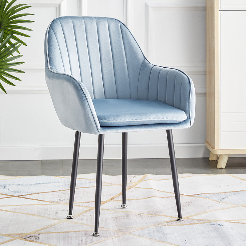 Scandinavian Dining Arm Chair Solid Back Side Chair with Metal Legs for Home Use Lake Blue 1 Piece Black Clearhalo ' kitchen&dining_furn' 'Dining Chairs' 'Dining Tables & Seating' 'dining_chair' 'furn' 'furn_dining_chair' 'Furniture' 'furniture_dining_chair' 'Kitchen & Dining Furniture' 'kitchen' 3575422