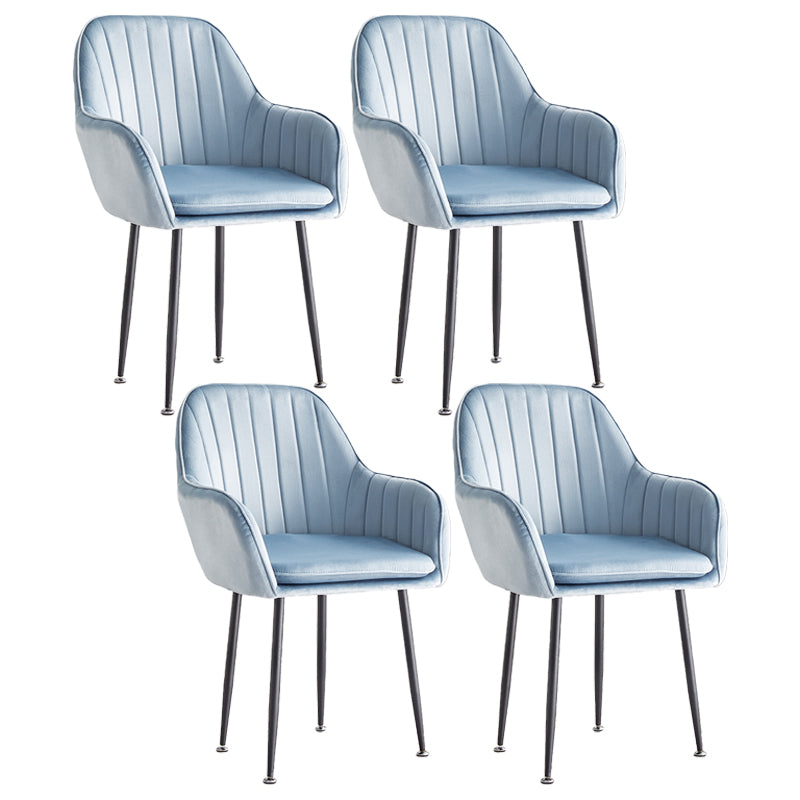 Scandinavian Dining Arm Chair Solid Back Side Chair with Metal Legs for Home Use Lake Blue 4 Piece Set Black Clearhalo ' kitchen&dining_furn' 'Dining Chairs' 'Dining Tables & Seating' 'dining_chair' 'furn' 'furn_dining_chair' 'Furniture' 'furniture_dining_chair' 'Kitchen & Dining Furniture' 'kitchen' 3575424