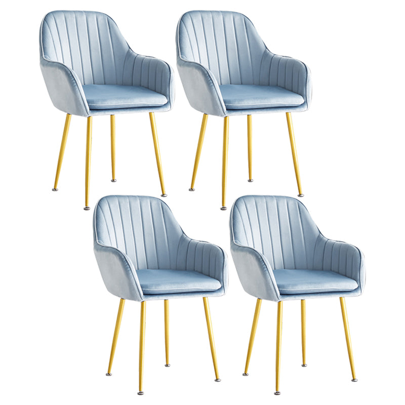 Scandinavian Dining Arm Chair Solid Back Side Chair with Metal Legs for Home Use Lake Blue 4 Piece Set Brass Gold Clearhalo ' kitchen&dining_furn' 'Dining Chairs' 'Dining Tables & Seating' 'dining_chair' 'furn' 'furn_dining_chair' 'Furniture' 'furniture_dining_chair' 'Kitchen & Dining Furniture' 'kitchen' 3575427