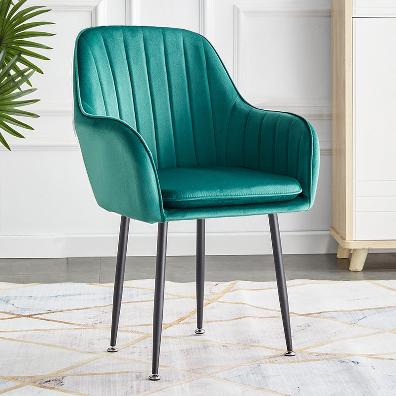 Scandinavian Dining Arm Chair Solid Back Side Chair with Metal Legs for Home Use Blackish Green 1 Piece Black Clearhalo ' kitchen&dining_furn' 'Dining Chairs' 'Dining Tables & Seating' 'dining_chair' 'furn' 'furn_dining_chair' 'Furniture' 'furniture_dining_chair' 'Kitchen & Dining Furniture' 'kitchen' 3575428