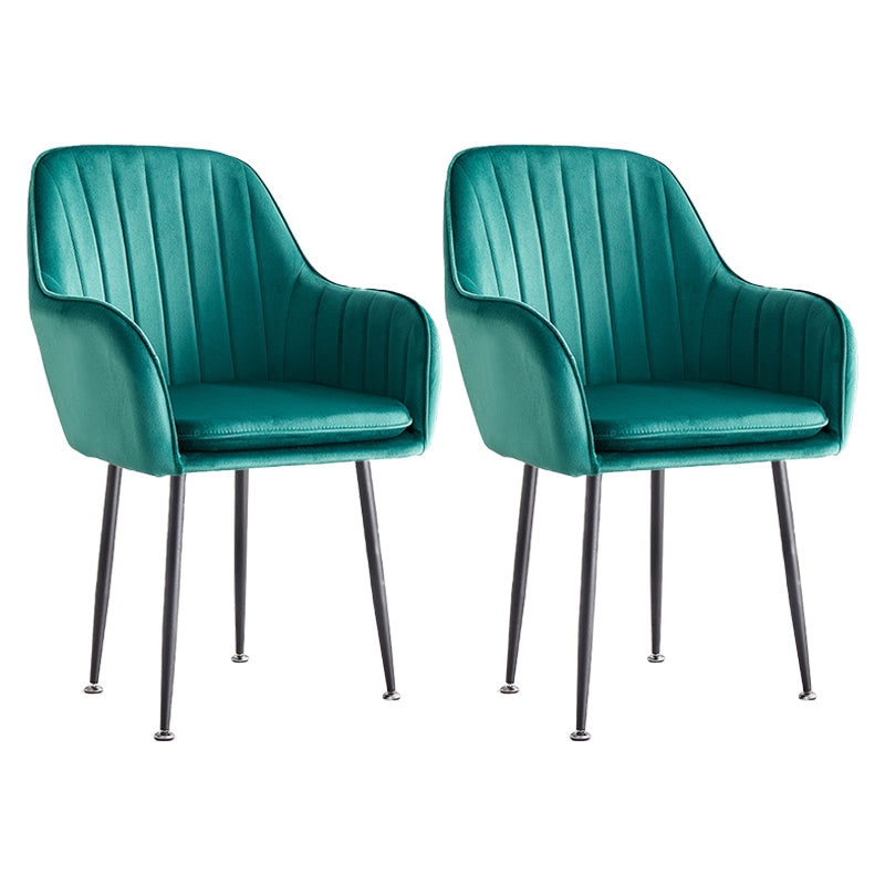 Scandinavian Dining Arm Chair Solid Back Side Chair with Metal Legs for Home Use Blackish Green 2 Piece Set Black Clearhalo ' kitchen&dining_furn' 'Dining Chairs' 'Dining Tables & Seating' 'dining_chair' 'furn' 'furn_dining_chair' 'Furniture' 'furniture_dining_chair' 'Kitchen & Dining Furniture' 'kitchen' 3575429