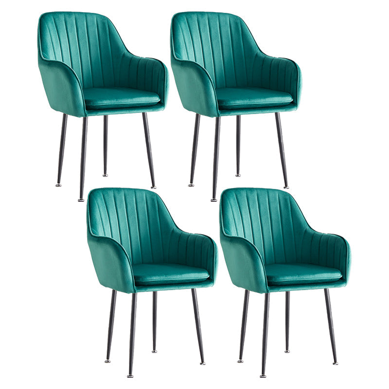 Scandinavian Dining Arm Chair Solid Back Side Chair with Metal Legs for Home Use Blackish Green 4 Piece Set Black Clearhalo ' kitchen&dining_furn' 'Dining Chairs' 'Dining Tables & Seating' 'dining_chair' 'furn' 'furn_dining_chair' 'Furniture' 'furniture_dining_chair' 'Kitchen & Dining Furniture' 'kitchen' 3575430