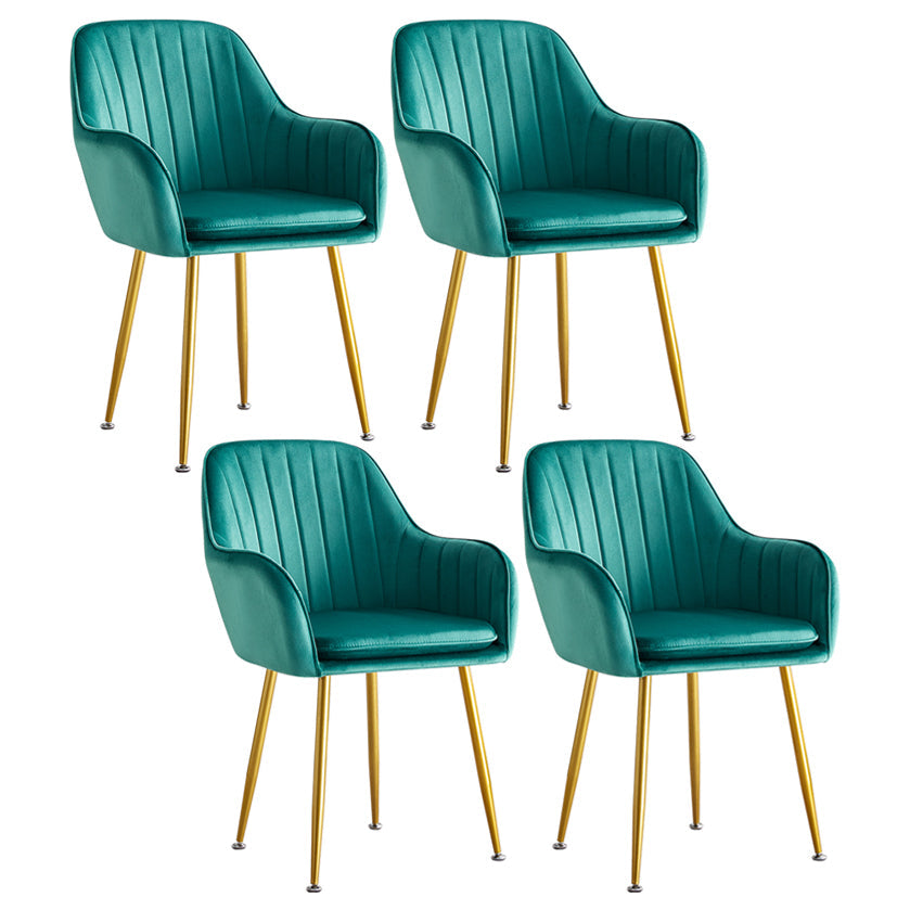 Scandinavian Dining Arm Chair Solid Back Side Chair with Metal Legs for Home Use Blackish Green 4 Piece Set Brass Gold Clearhalo ' kitchen&dining_furn' 'Dining Chairs' 'Dining Tables & Seating' 'dining_chair' 'furn' 'furn_dining_chair' 'Furniture' 'furniture_dining_chair' 'Kitchen & Dining Furniture' 'kitchen' 3575433