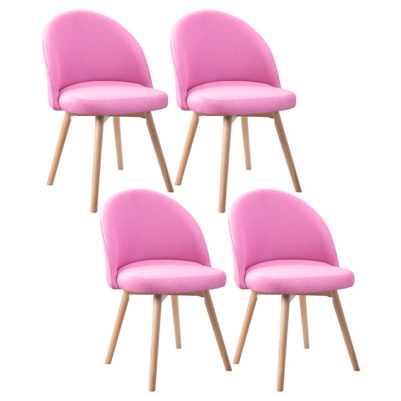 Scandinavian Home Side Chair Parsons Back Wood Upholstered Dining Room Chair Pink Fabric 4 Piece Set Clearhalo ' kitchen&dining_furn' 'Dining Chairs' 'Dining Tables & Seating' 'dining_chair' 'furn' 'furn_dining_chair' 'Furniture' 'furniture_dining_chair' 'Kitchen & Dining Furniture' 'kitchen' 3575461