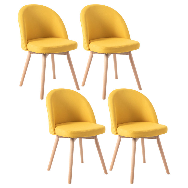 Scandinavian Home Side Chair Parsons Back Wood Upholstered Dining Room Chair Yellow Fabric 4 Piece Set Clearhalo ' kitchen&dining_furn' 'Dining Chairs' 'Dining Tables & Seating' 'dining_chair' 'furn' 'furn_dining_chair' 'Furniture' 'furniture_dining_chair' 'Kitchen & Dining Furniture' 'kitchen' 3575464